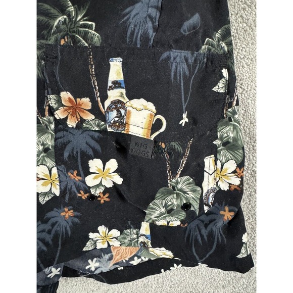 Vintage Big Dog Swim Trunks Lined Pockets Black Floral Beer Print‎ Mens Size XL - Picture 5 of 9